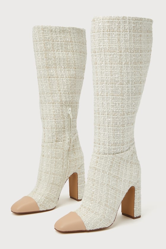 Ally-C Natural Multi Boucle Knee-High Boots 3
