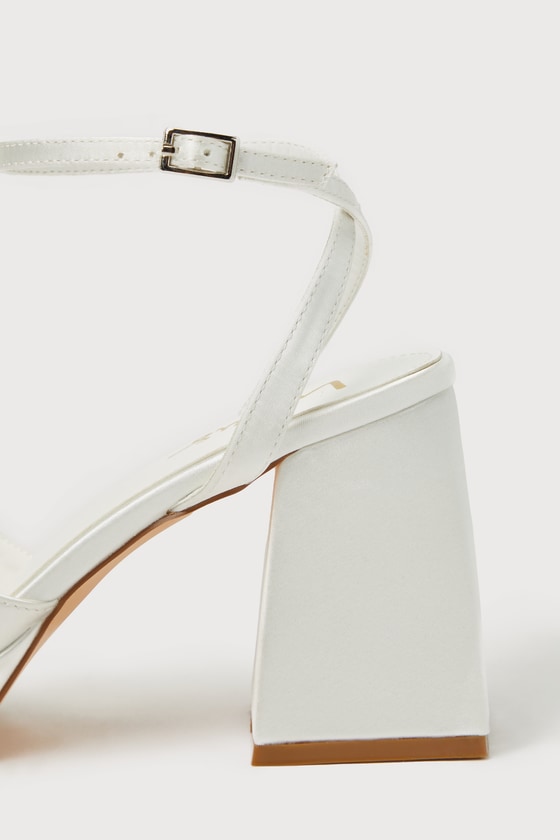 Shirine Ivory Satin Platform Ankle Strap Heels - thumbnail 4
