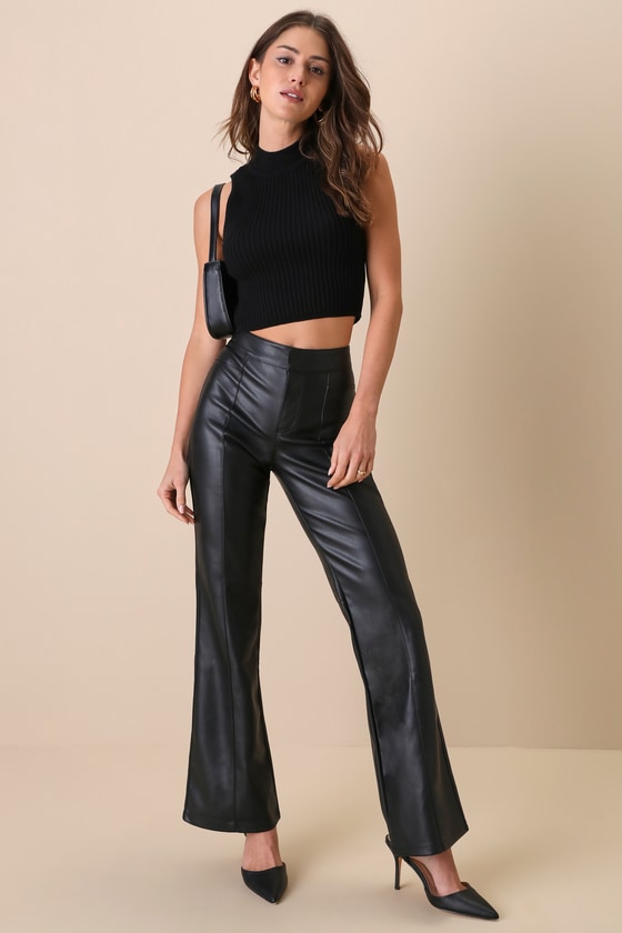 Uptown Black High-Rise Vegan Leather Pants