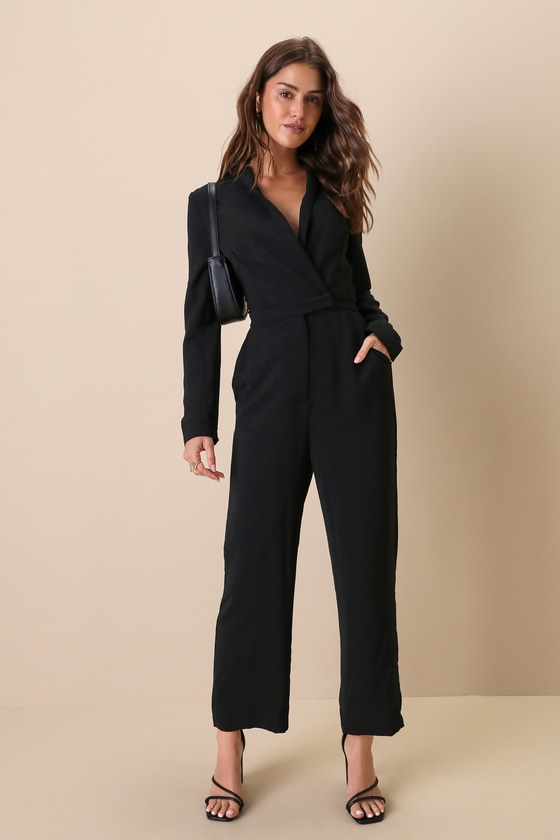 Long Sleeve Jumpsuit - Collared Jumpsuit - Straight Leg Jumpsuit - Lulus