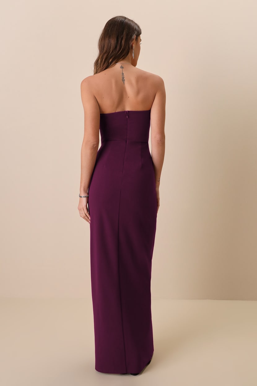 Sensational Beauty Plum Purple Strapless Maxi Dress