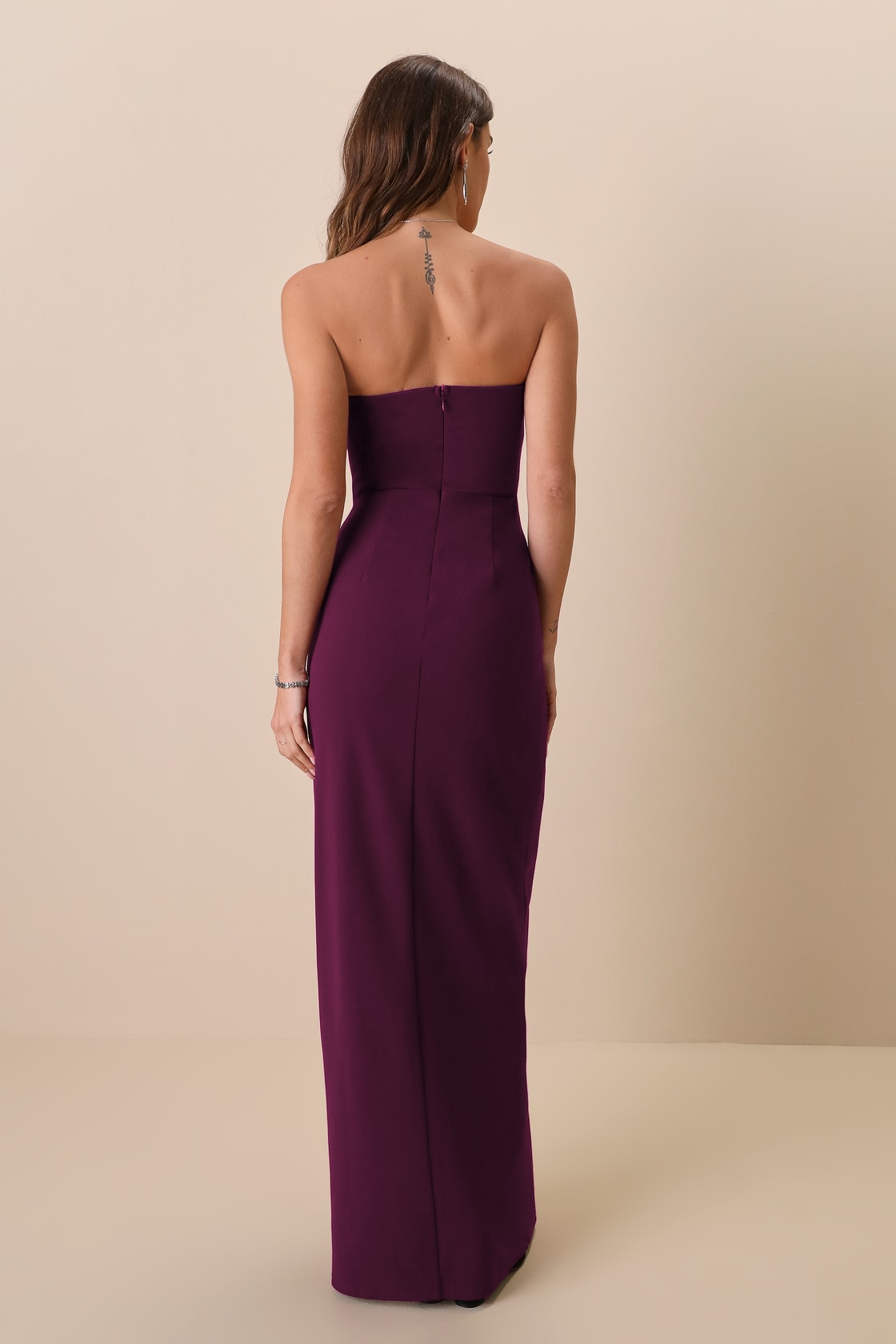 Sensational Beauty Plum Purple Strapless Maxi Dress