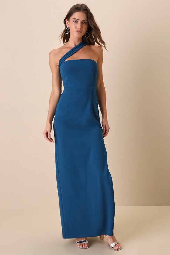 Teal Blue OneShoulder Dress Sleeveless Dress Maxi Dress Lulus