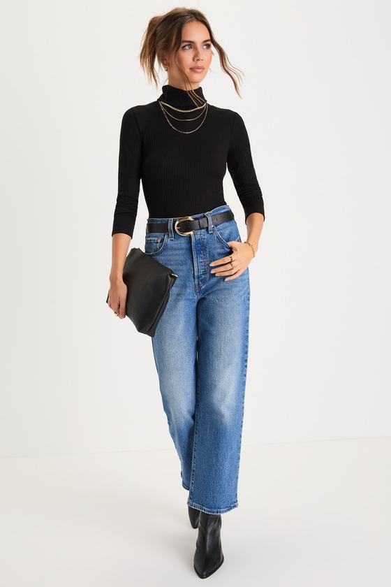 Instant Sophistication Black Ribbed Knit Turtleneck Bodysuit 5