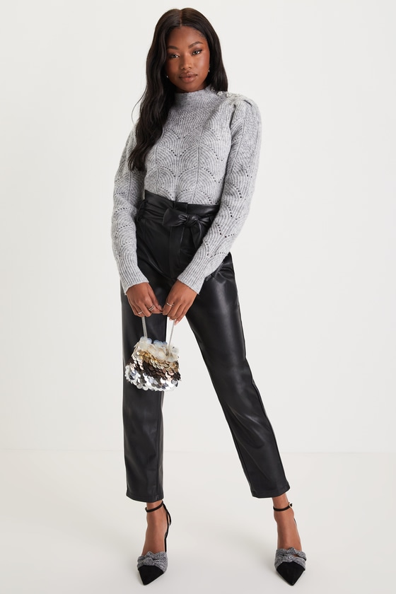 Heather Grey Pointelle Long Sleeve