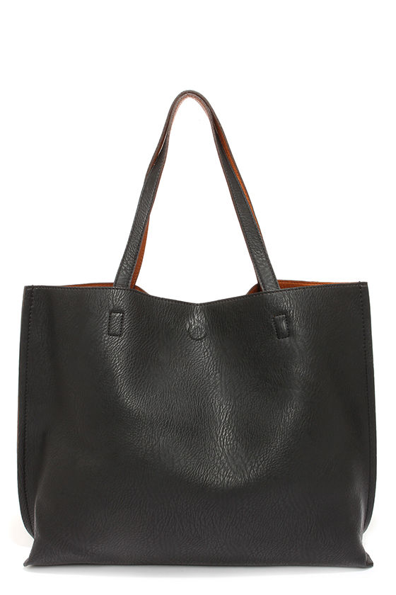 LULUS Exclusive Switch it Up Reversible Tan and Black Tote 1