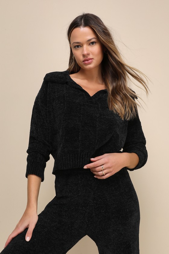 Chenille Knit Sweater - Black Pullover Sweater - Black Lounge Set - Lulus