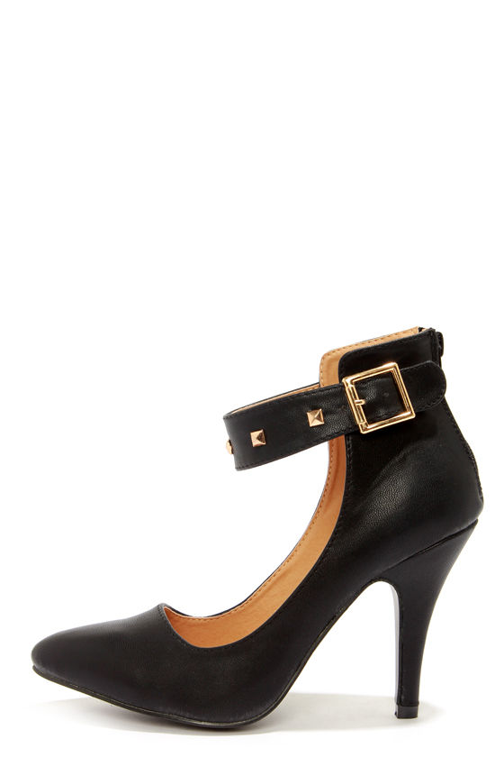 Sexy Black Shoes - Vegan Leather Shoes - Ankle Strap Heels - $39.00 - Lulus