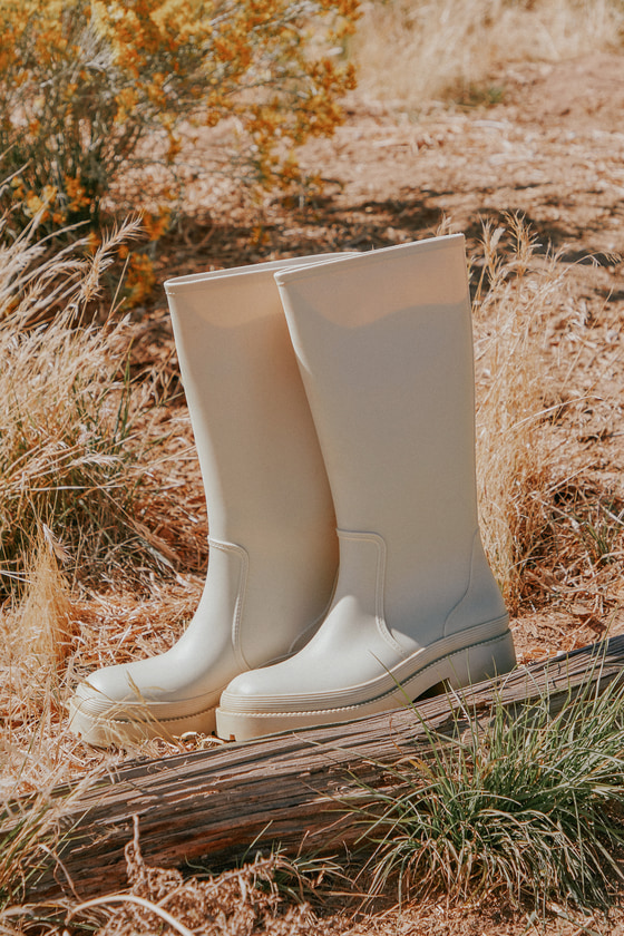 Neeve Ivory Lug Sole Knee-High Rain Boots 1