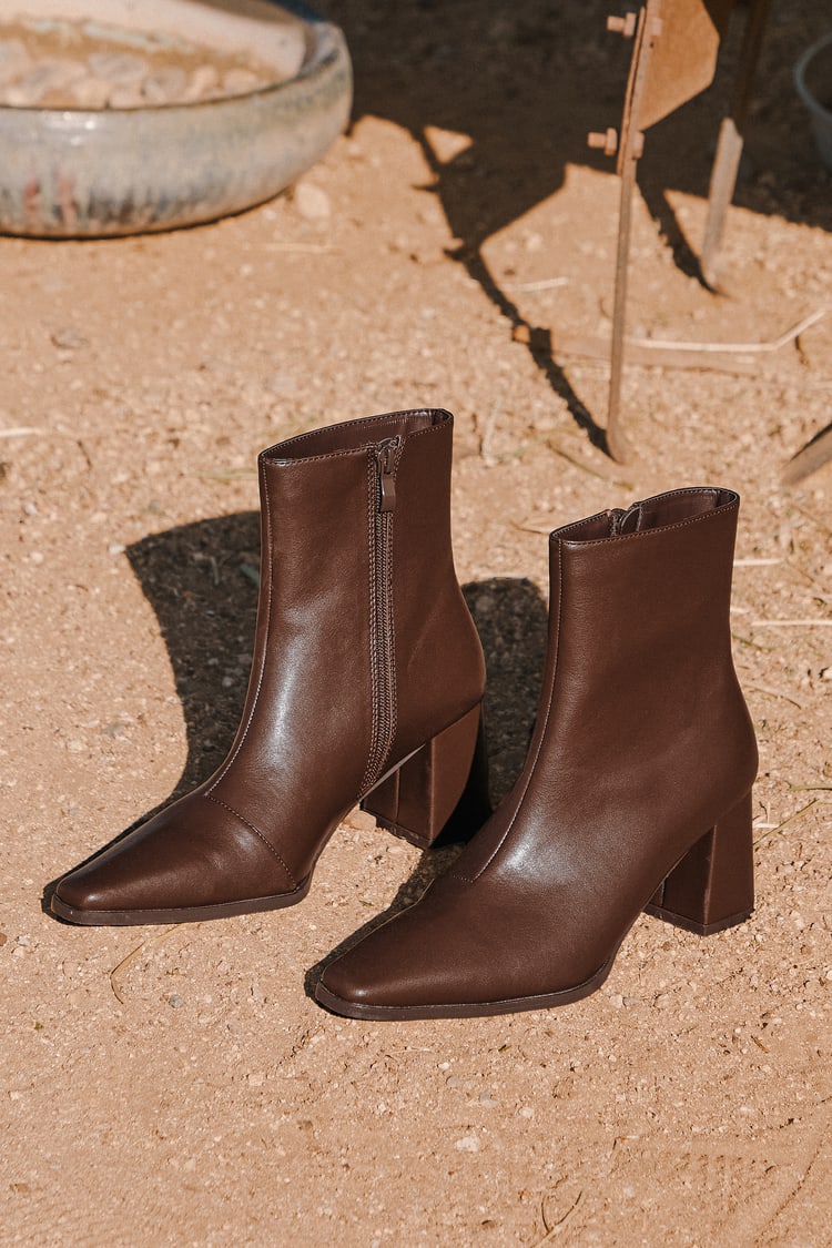 brown low booties