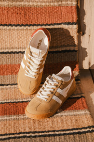 Elan Caramel Color Block Suede Leather Sneakers 1