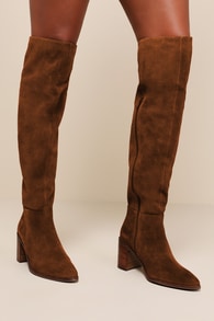 Gifted Cognac Suede Leather Over-The-Knee Boots