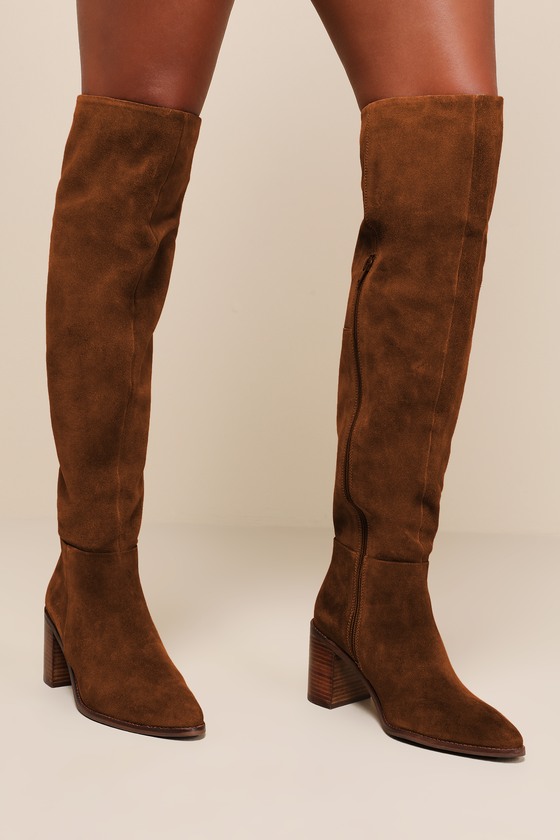 Gifted Cognac Suede Leather Over-The-Knee Boots 1