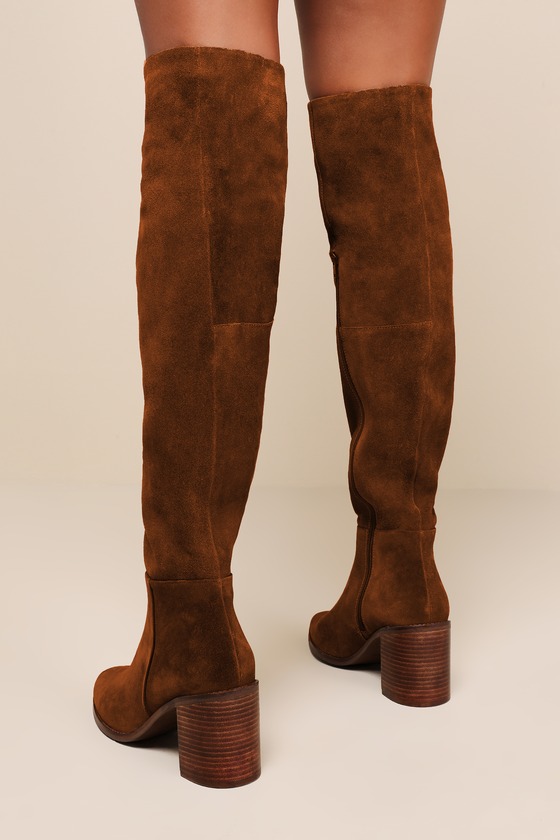 Gifted Cognac Suede Leather Over-The-Knee Boots 5