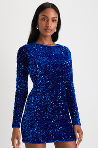 Alluring Radiance Royal Blue Sequin Cutout Bodycon Mini Dress
