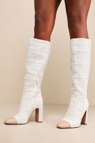Ally-C Natural Multi Boucle Knee-High Boots