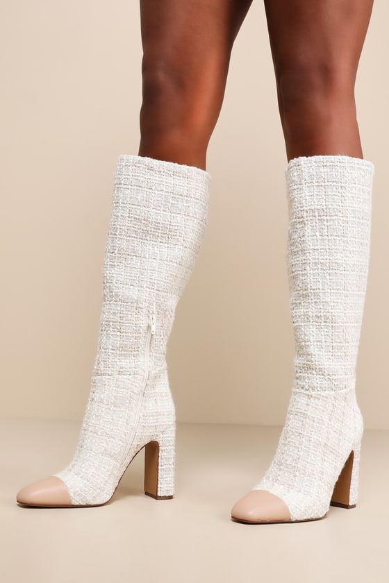 Ally-C Natural Multi Boucle Knee-High Boots 4