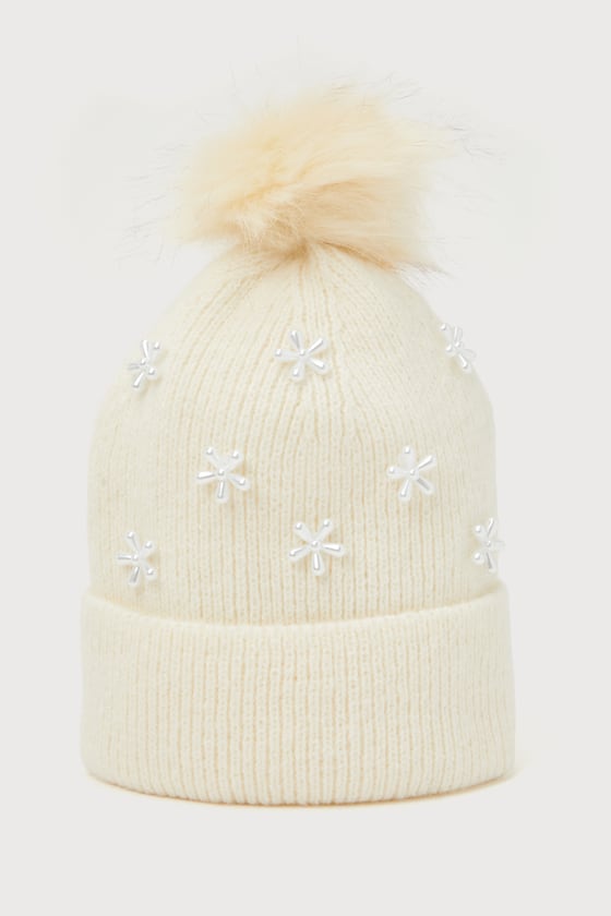 キャップ PEARL CORSAGE BEANIE IVORY パールコサージュビーニー アイボリー - SETUP EXE | 60