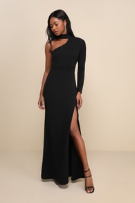 Keep It Interesting Black Cutout One-Shoulder Maxi Dress 1