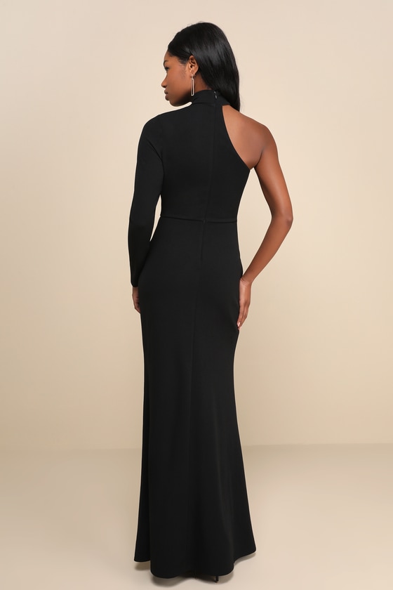Keep It Interesting Black Cutout One-Shoulder Maxi Dress 4
