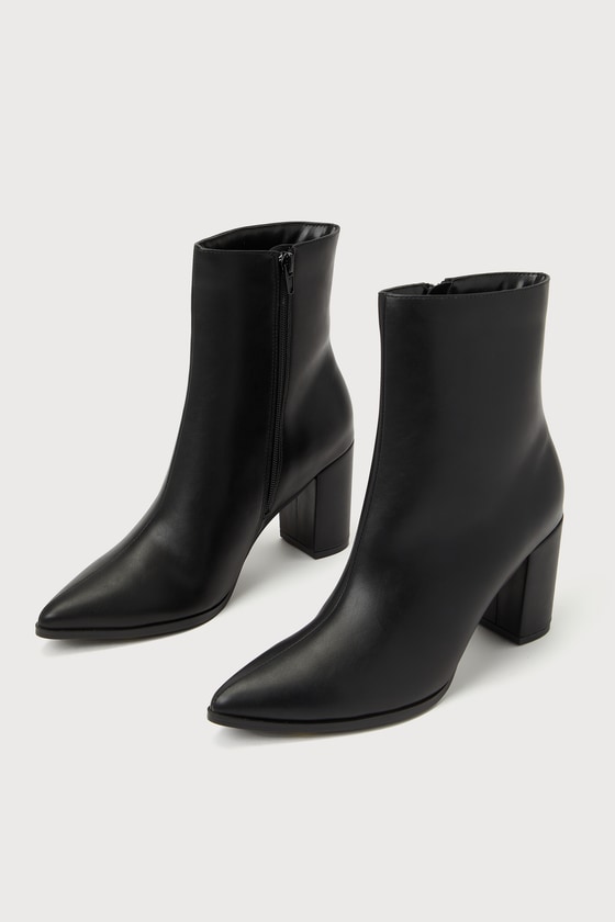pointed toe black ankle boots
