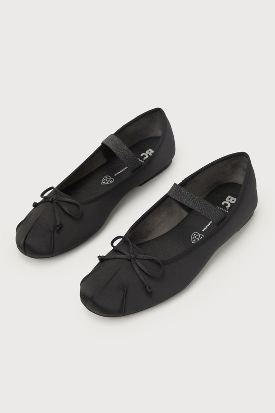 Bc Footwear Somebody New Black Satin Bow Ballet Flats