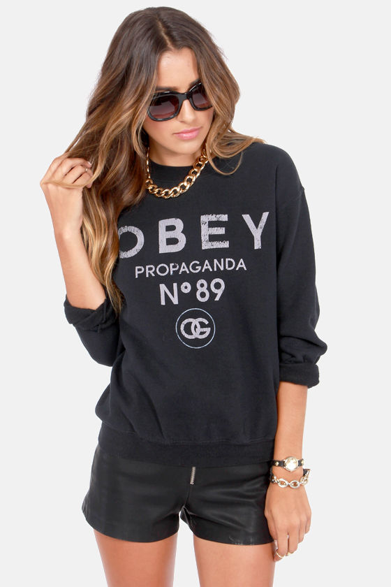 Obey '89 Sweatshirt - Washed Black Sweatshirt - $46.00 - Lulus