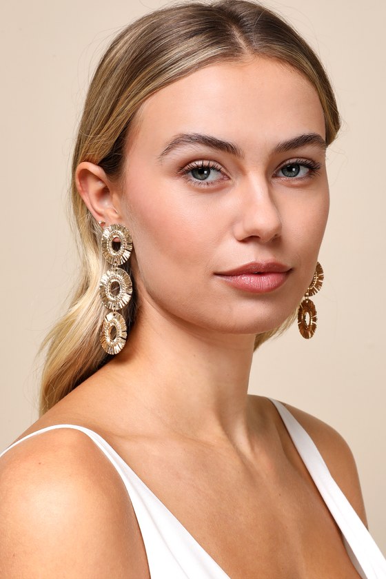Burst of Brilliance Gold Drop Earrings - thumbnail 4