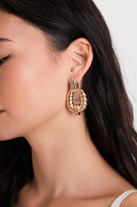 Iconic Extravagance Gold Twisted Chunky Door Knocker Earrings