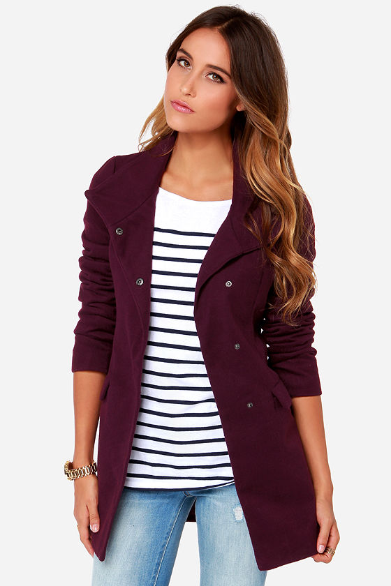 Jack By BB Dakota Cecil Coat Overcoat Purple Coat 63 00 Lulus