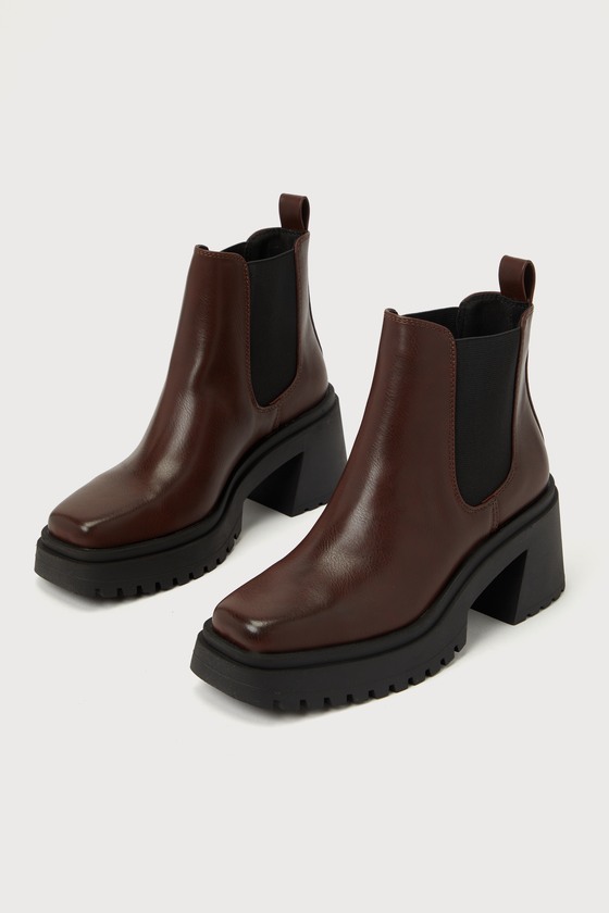 Triumph Chocolate Lug Sole Ankle Boots 1