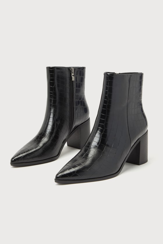 croc booties black