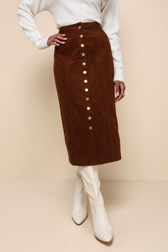 【BAON】Cuff corduroy midi skirt Amazon.com: Corduroy Midi Skirt for Women High Waisted A