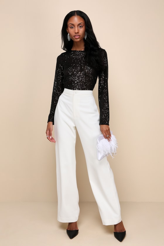 Shining Excellence Black Mesh Sequin Long Sleeve Crop Top 4