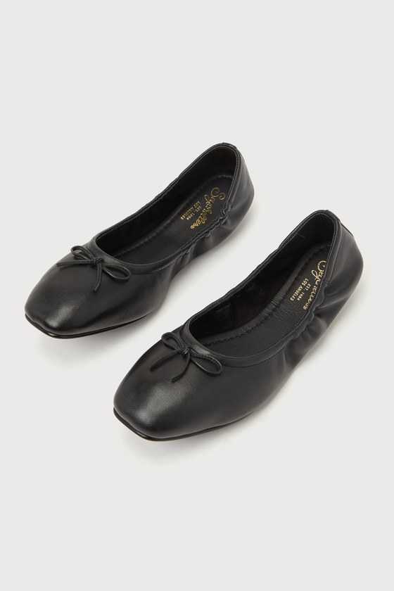 Shop Seychelles Breathless Black Leather Ballet Flats