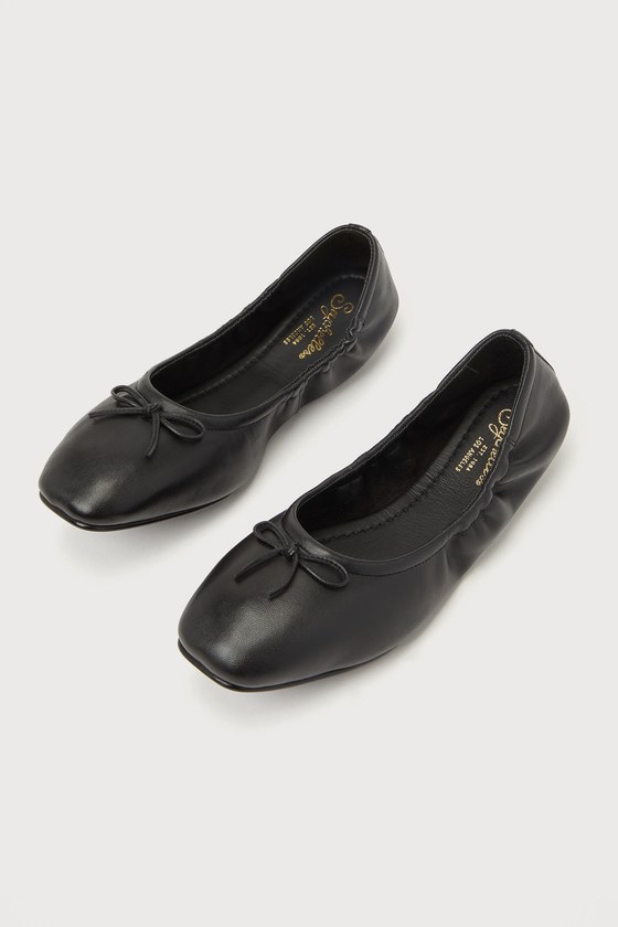 Breathless Black Leather Ballet Flats 1