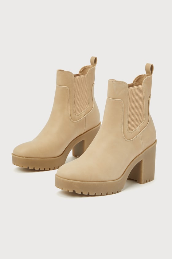 Shop Chinese Laundry Good Day Natural Nubuck Platform Ankle Boots In Beige