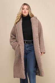 Amazing Comfort Taupe Shearling Long Coat 1