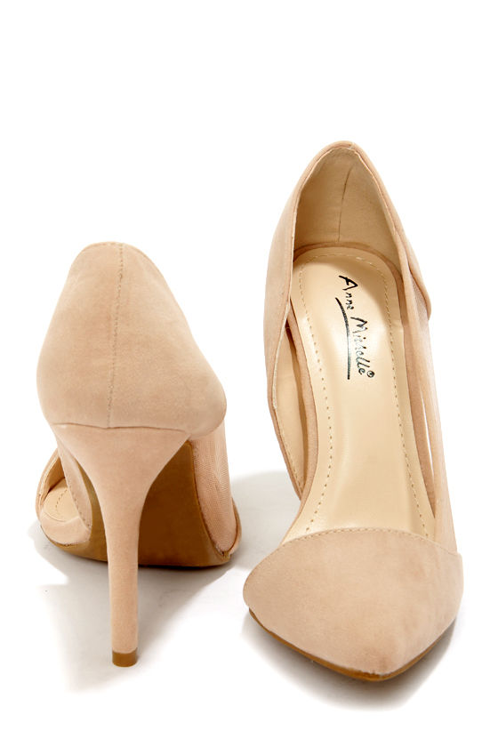 nude suede pointed heels