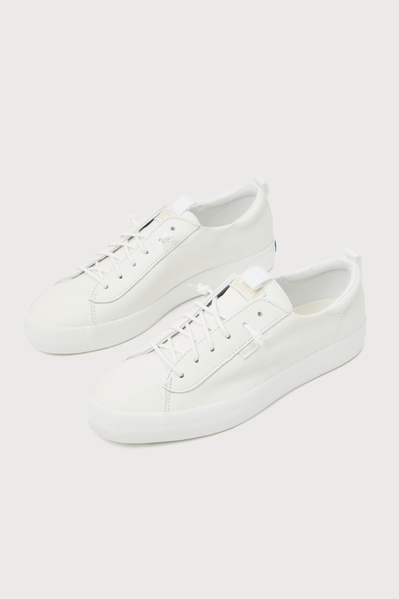 Keds Kick Back White Leather Lace-up Slip-on Sneakers