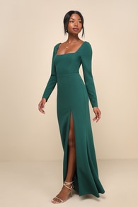 Infinitely Elegant Emerald Green Long Sleeve Maxi Dress