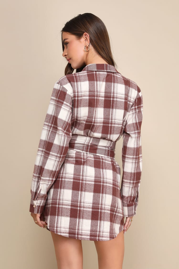 Red Plaid Dress - Mini Dress With Pockets - Shirt Dress - Lulus