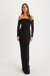 Unreal Magnificence Black Off-the-Shoulder Maxi Dress