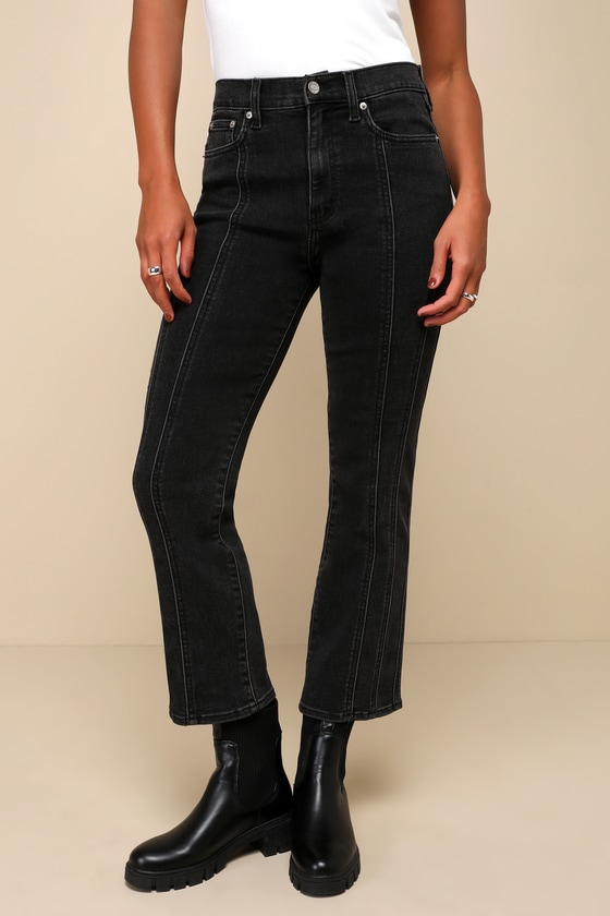 Shy Girl Black High-Waisted Cropped Flare Jeans 2