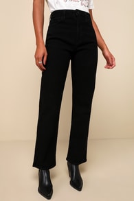 Contemporary Edge Black Denim High-Rise Dad Jeans