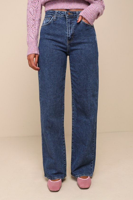 Just Black Wide-Leg Jeans - Dark Wash Jeans - Wide-Leg Jeans