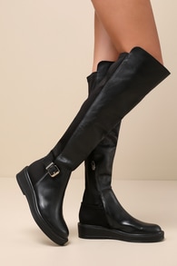 Ember Black Leather Over-the-Knee Boots