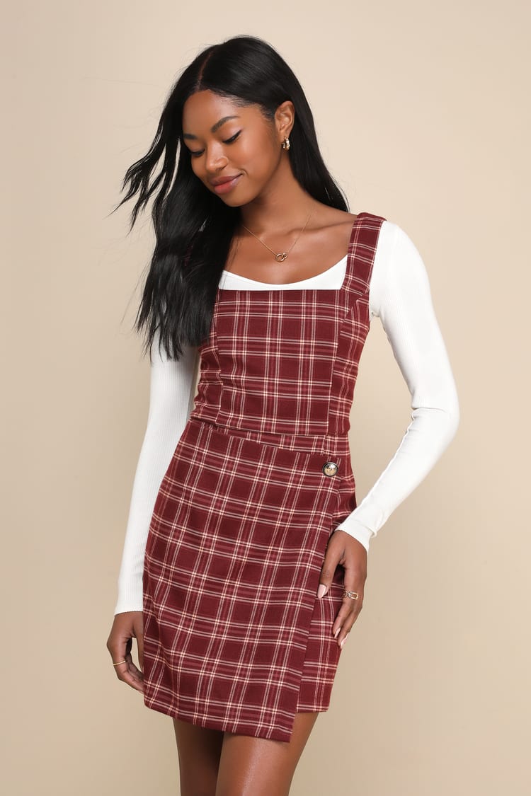 Pinny Dress Ladies Red Tartan Pinafore Dress Red Tartan Pinny