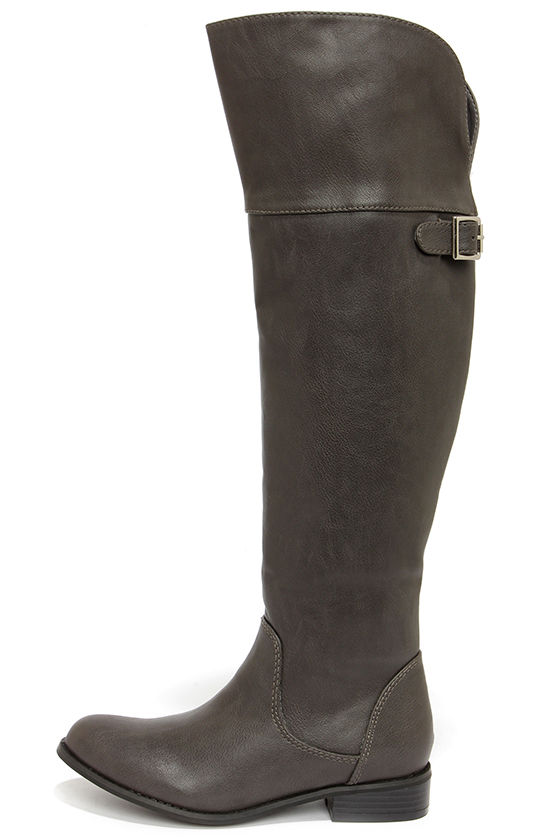 over the knee light grey boots