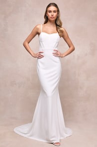 Remarkable Love White Bustier Sleeveless Mermaid Maxi Dress